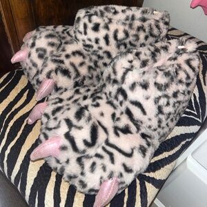 Mcbling y2k leapord print claw slippers